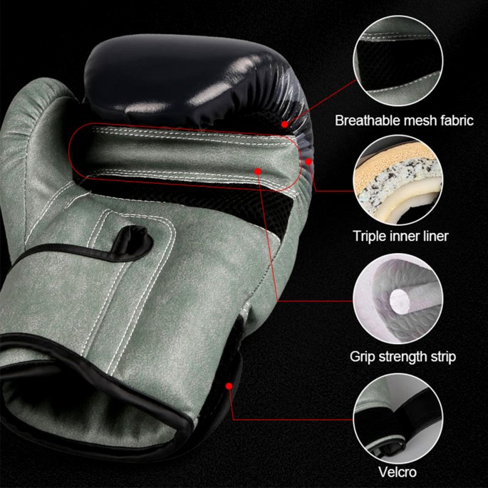 Green PU Leather Boxing Gloves Green PU Leather Boxing Gloves